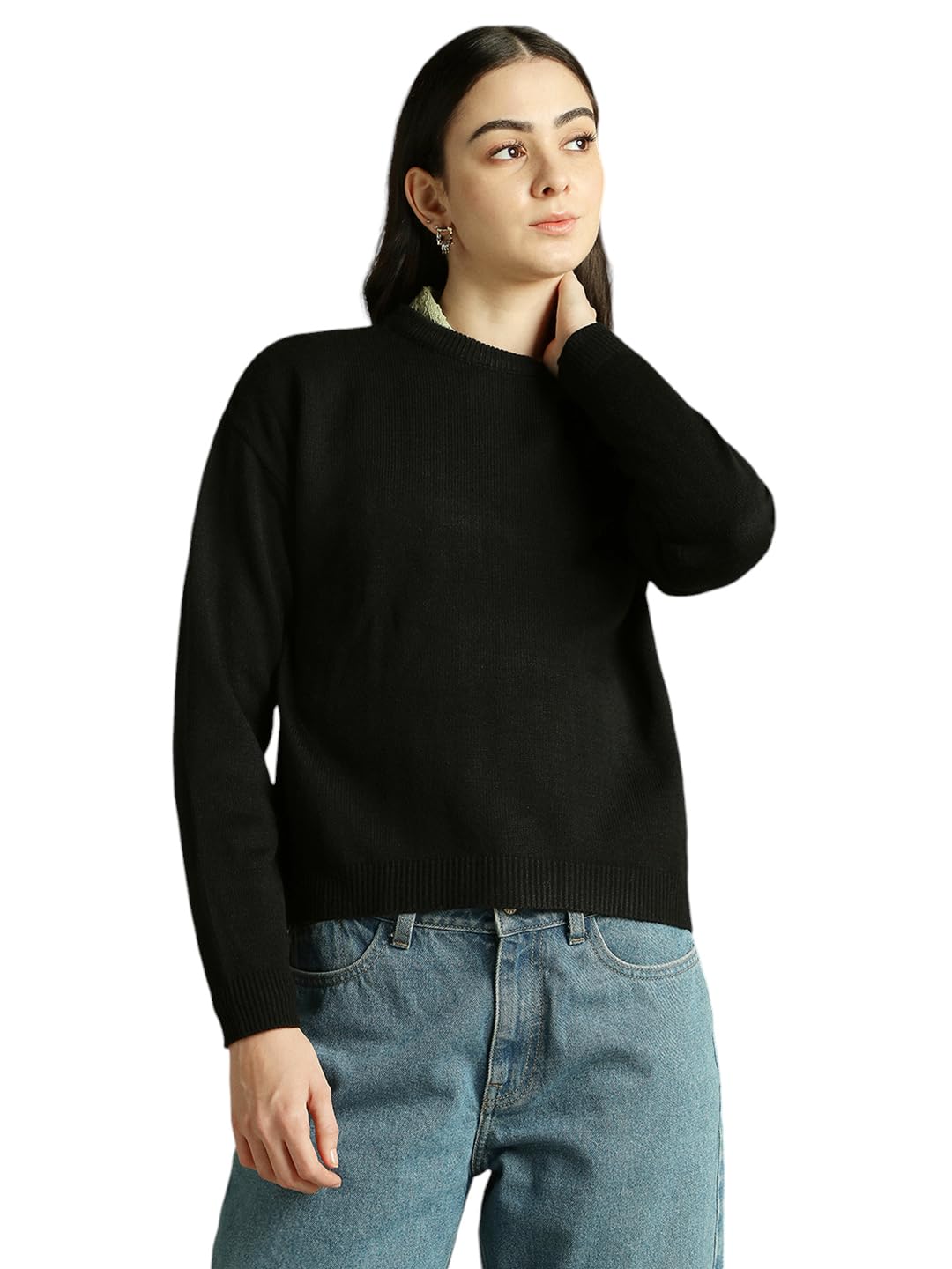 Regular Fit Acrylic Solid Full Sleeves Round Neck Pullover Sweater