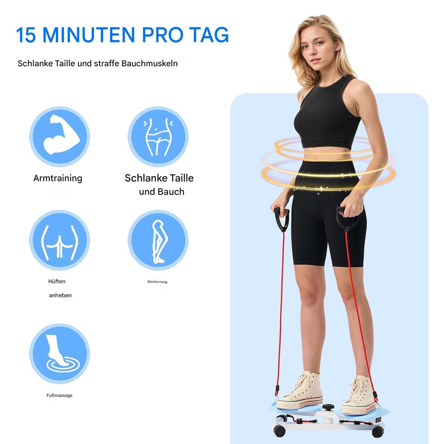 Macchina Per Torsione Della Vita Attrezzo Fitness Con Bande Elastiche Per | Attrezzatura Antiscivolo Per Tonificare Addominali Per Uomo Donna Adulti Adolescenti Gambe Braccia