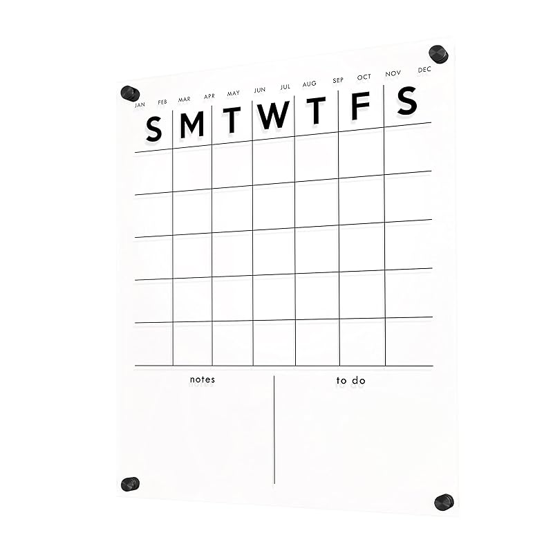 Acrylic Calendar Dry Erase Calendar for Wall, Clear Acrylic