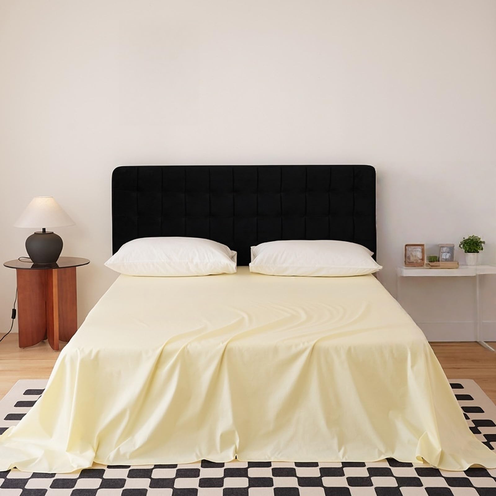 Bettlaken 200 x 230cm Leintuch ohne Gummizug Hellgelb | Leintuch aus 100 % Baumwolle Betttuch für Doppelbett zarte Hautfreundlichkeit Glatt und pflegeleicht