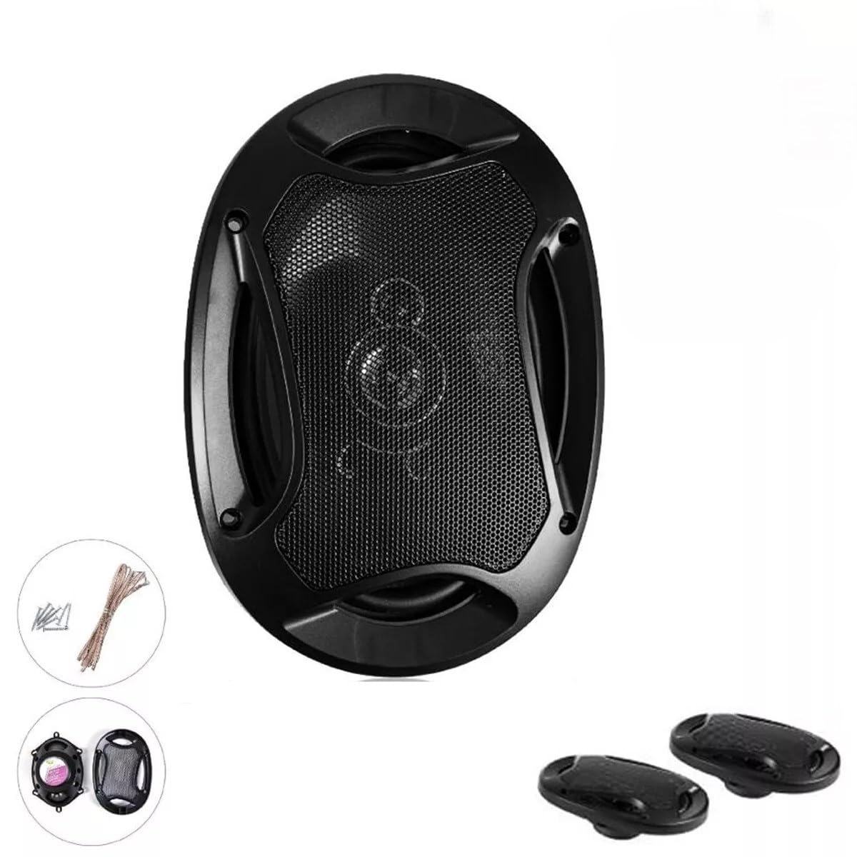 Generico ALTOPARLANTI AUTO DA 900W OVALI COPPIA CASSE AUTO UNIVERSALI WOOFER DA 16X23 CM