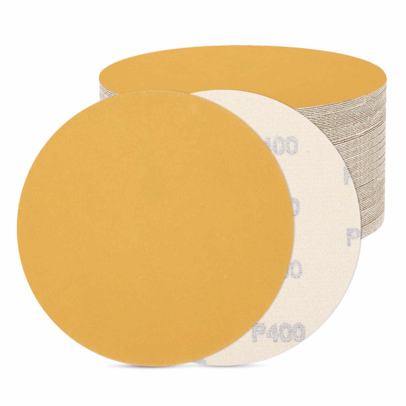 DTGN 125 mm 400 Grit Hook and Loop Sanding Disc - 100 Pcs - Good for Wood Metal Stone Walls- Aluminum Oxide Abrasive Hook and Loop Sandpaper Orbital Sander Pads, Yellow