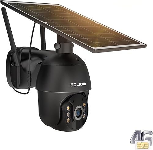 Miniatura 10 de SOLIOM S600 4G LTE Cámaras de seguridad celulares inalámbricas para exteriores, cámara de seguridad solar con inclinación panorámica de 360 °,