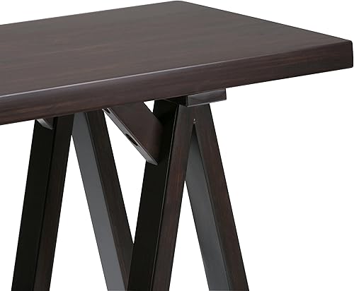 Miniatura 47 de SIMPLIHOME Sawhorse - Mesita de noche de madera maciza de 24 pulgadas de ancho, moderna, industrial, color gris envejecido, para sala de estar y