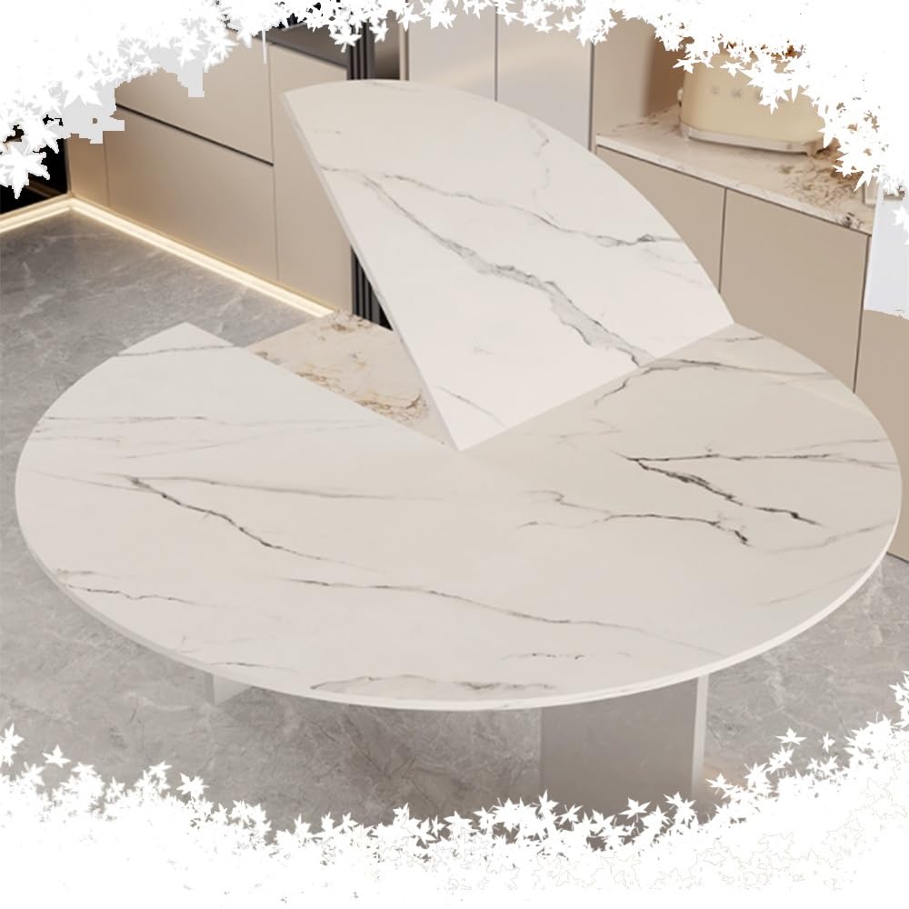 Table ronde pliante en bois de 120 à 180 cm pour salle à manger