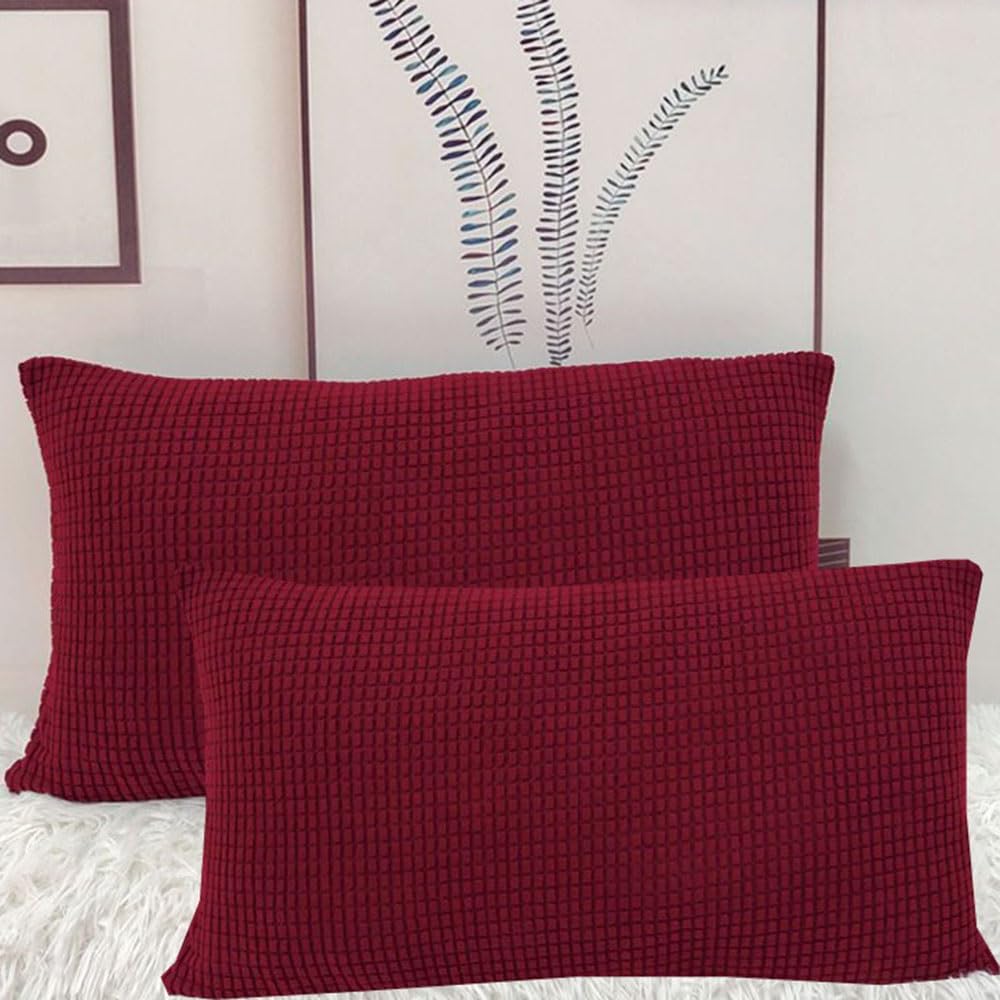 SWJ-swjssb Cushion Covers 60cm X 60cm Set Of 2 For Large Cushions, 45x45 50x70 Cute Decorative Pillow Cases With Invisible Zipper For Pillows Sofa Couch Bed Pillowcases(Burgundy,50x70 cm (Pack of 2))
