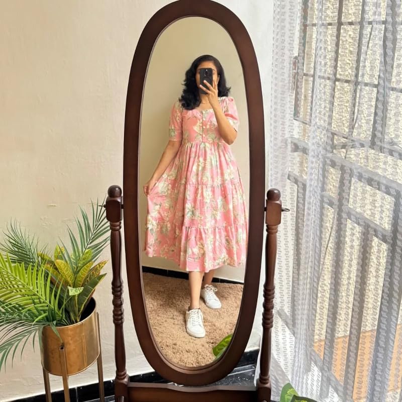 Image of Floral Midi Dress for Women - Summer Boho Dress, Lightweight & Breathable, Elegant Floral Print, Casual & Vacation Outfit, Comfortable Flowy Dress for Women