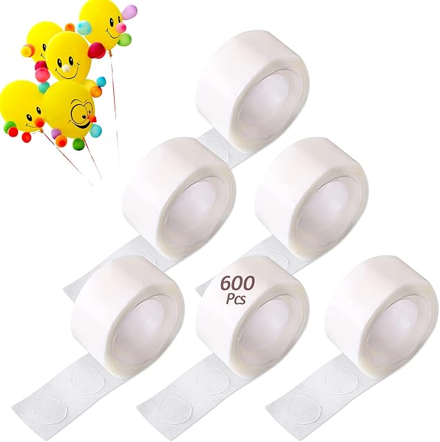 Hanyousheng Balloon Glue Dots, Double Sided Adhesive Dots, 600 Pieces Removable Balloon Sticky Dots Tape, Ceiling Adhesive Sticky Dot Tapes, for Wedding Christmas Birthday Party, with a Storage Bag