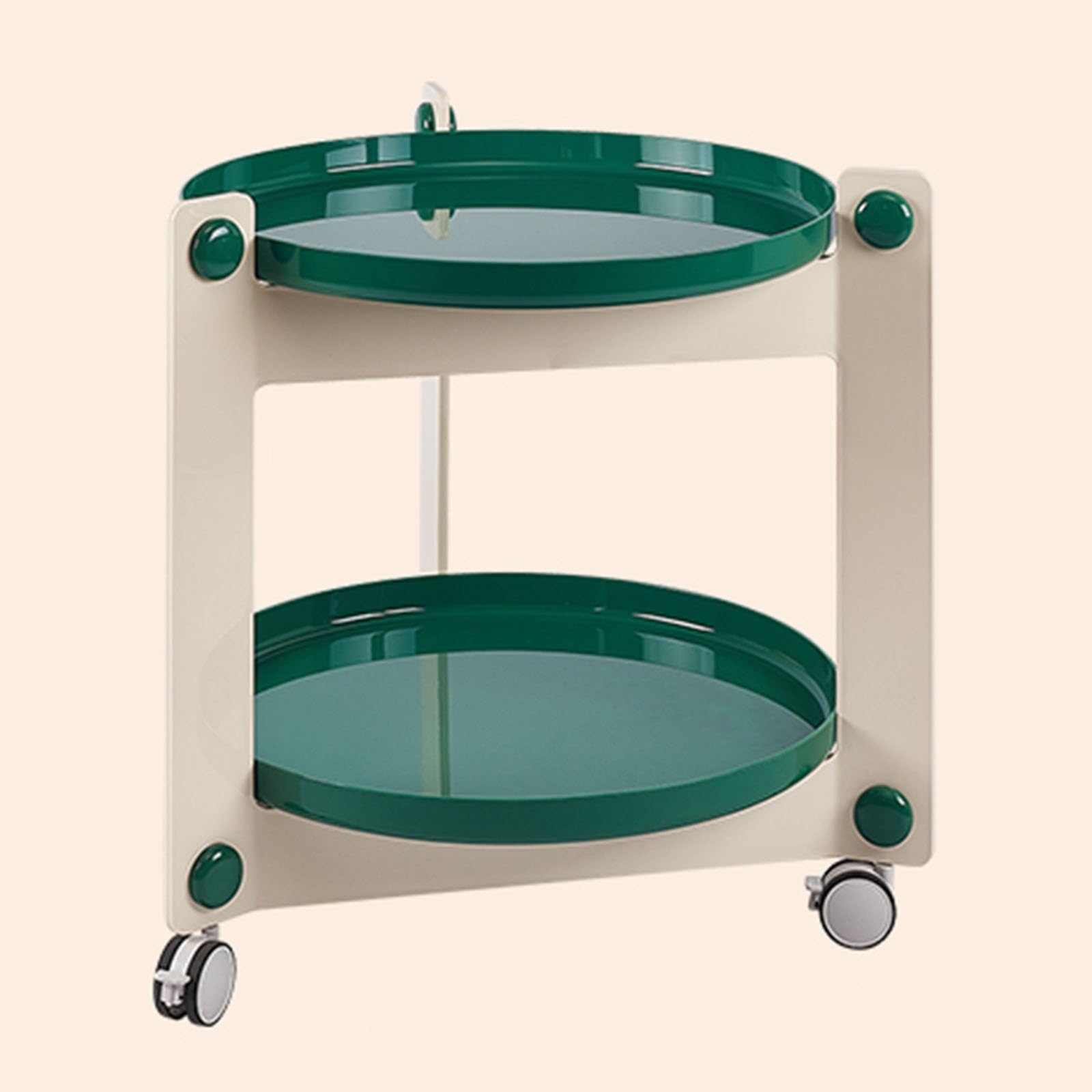 Table d'appoint Mobile à 2 Niveaux, Petite Table Basse Ronde avec roulettes verrouillables, Plateau Amovible, pour Chambre, Salon (Vert)