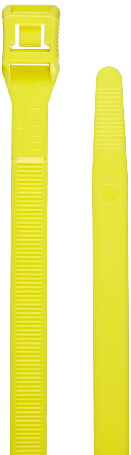 Panduit IT9115-CUV4Y In-Line Cable Tie, Weather Resistant Nylon 6.6, UV Yellow, 124 Min Tensile Strength, 4.53" Max Bundle Diameter, 0.065" Thickness, 0.350" Width, 15.3" Length (Pack of 100)