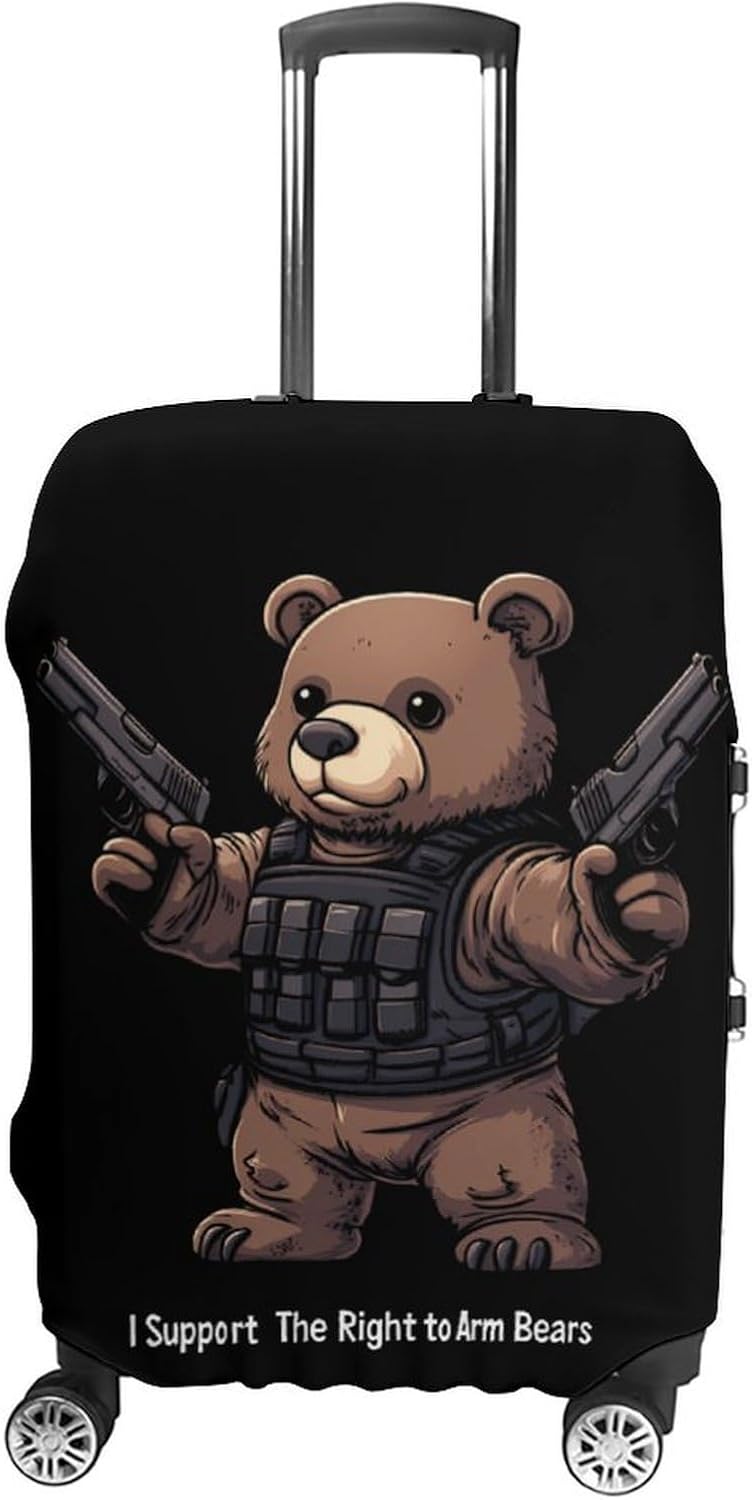 I Support The Right to Arm Bears Suitcase Covers for Luggage Carry On Cover Travel Accessories Fit 19-32 Inch