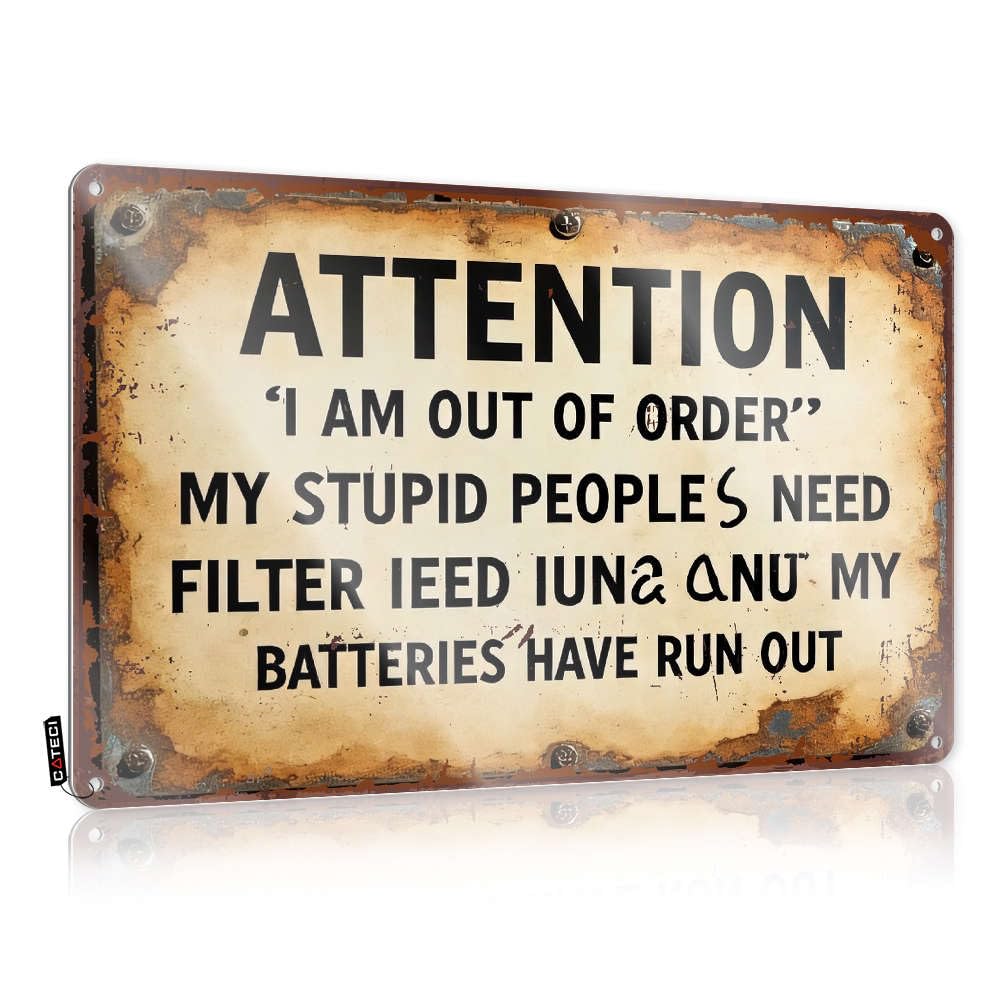 Sujd Colour Door Classroom Poster - Attention: 'I Am Out Of Order' My Stupid Peoples Need Filter Valentine's Day Gift Rustic Wall Hanging(30X40cm)