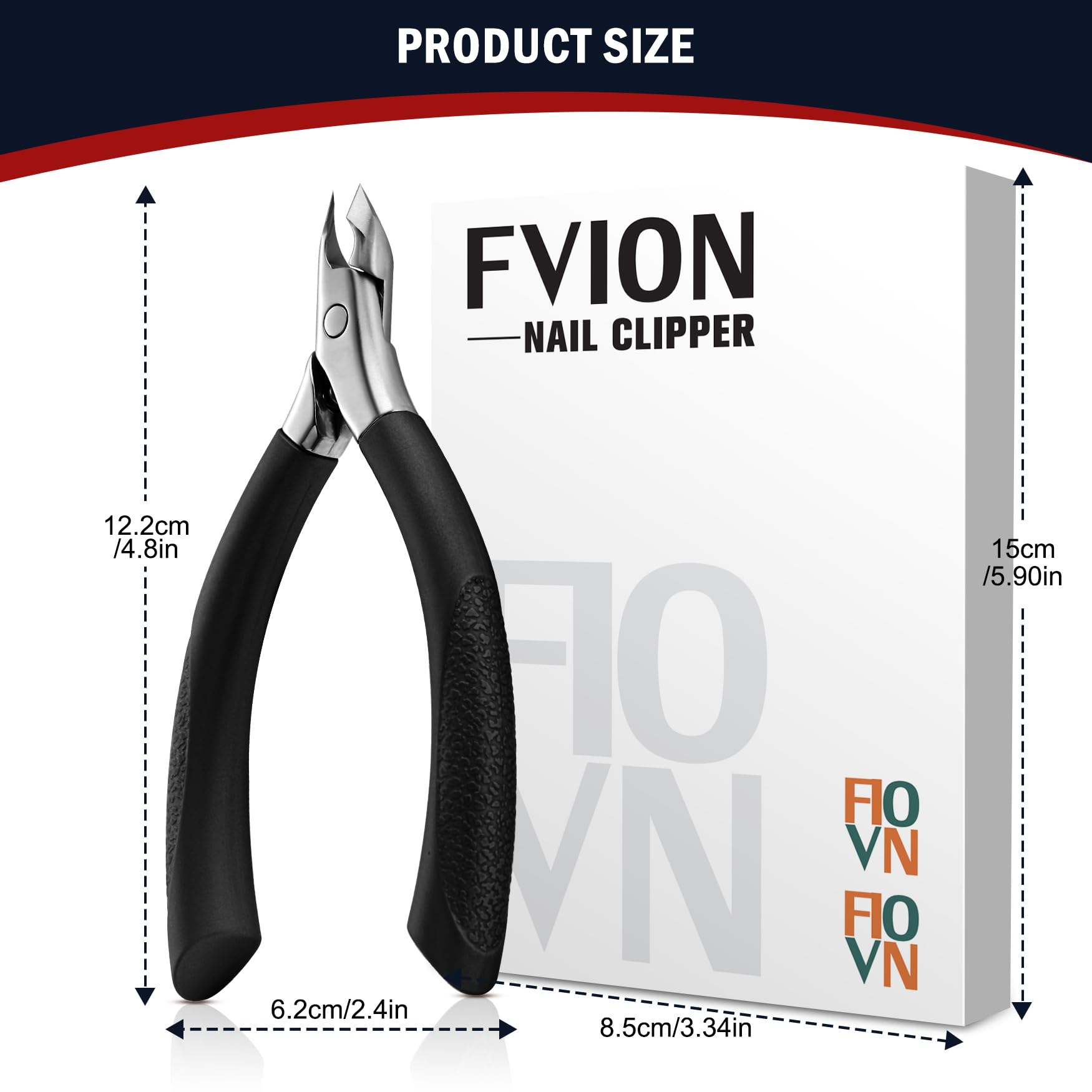 FVION Coupe Cuticule, Pince à Cuticule en Acier Inoxydable, Coupe-Cuticules Avec Lames De Précision, Ciseaux Cuticules Professionnelle Outils de Manucure Pédicure | Cuticle Nipper (Noir)