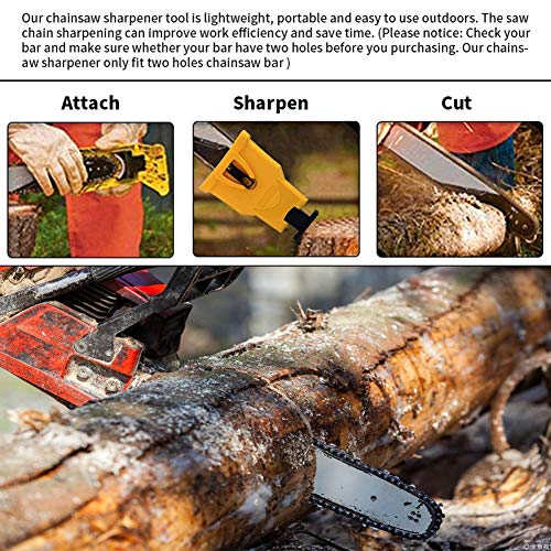 K KERNOWO Chainsaw Sharpener, Two Holes Chainsaw Teeth Sharpener Fast Sharping Stone Grinder Tools Chain Saw Blade Sharpener Compatible with 14/16/18/20 Inch