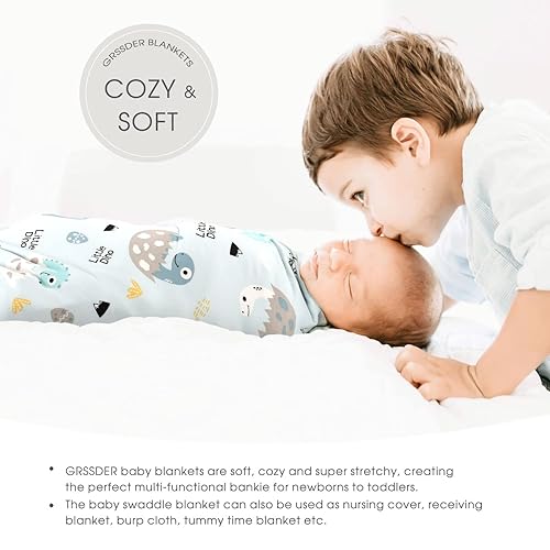 Miniatura 4 de GRSSDER Mantas de bebé súper suaves de punto jersey para bebés niñas y niños, mantas de recepción de doble capa de 34 x 44 pulgadas, extra grande
