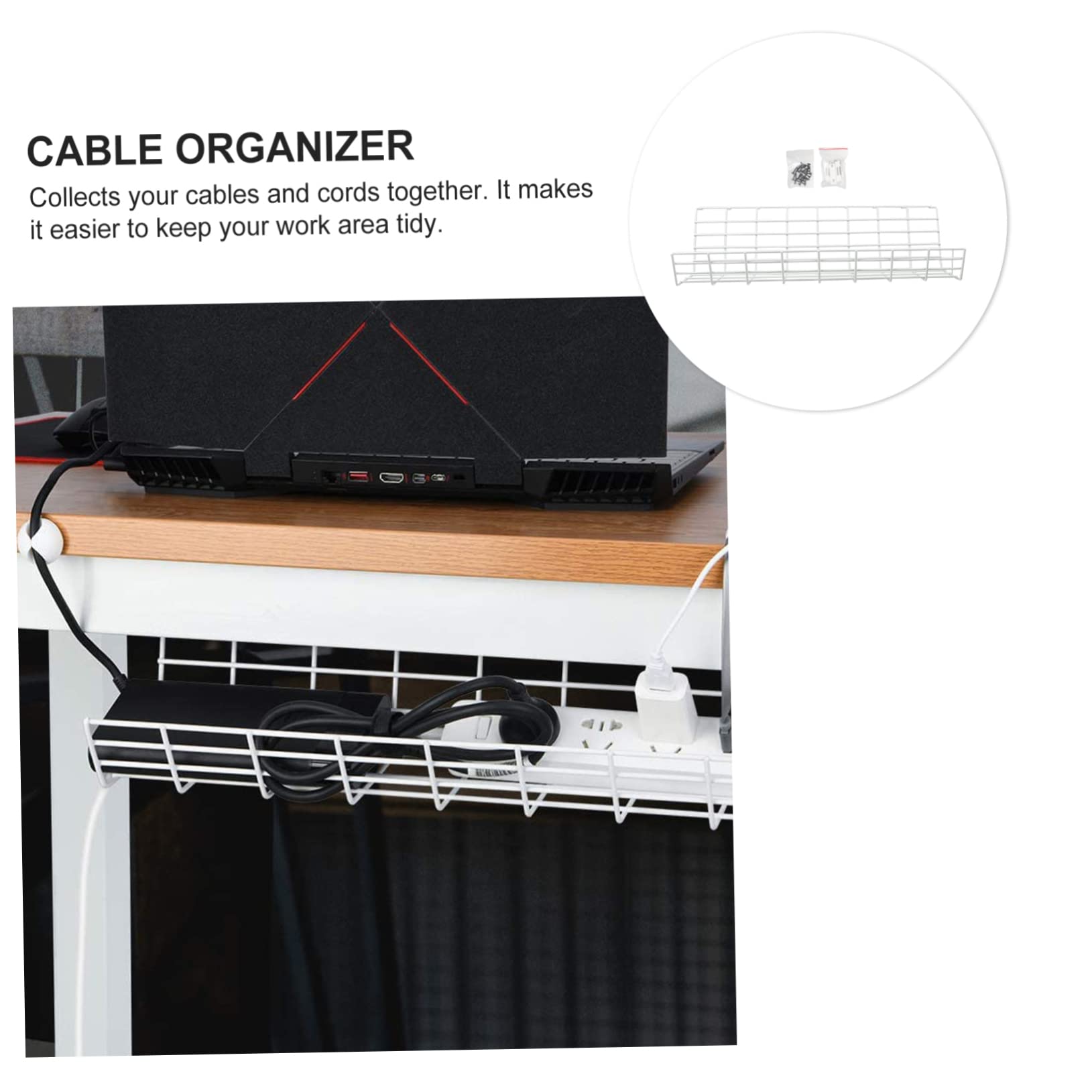 Organisateur de Câbles sous Table 1 Pièce en Fer Blanc