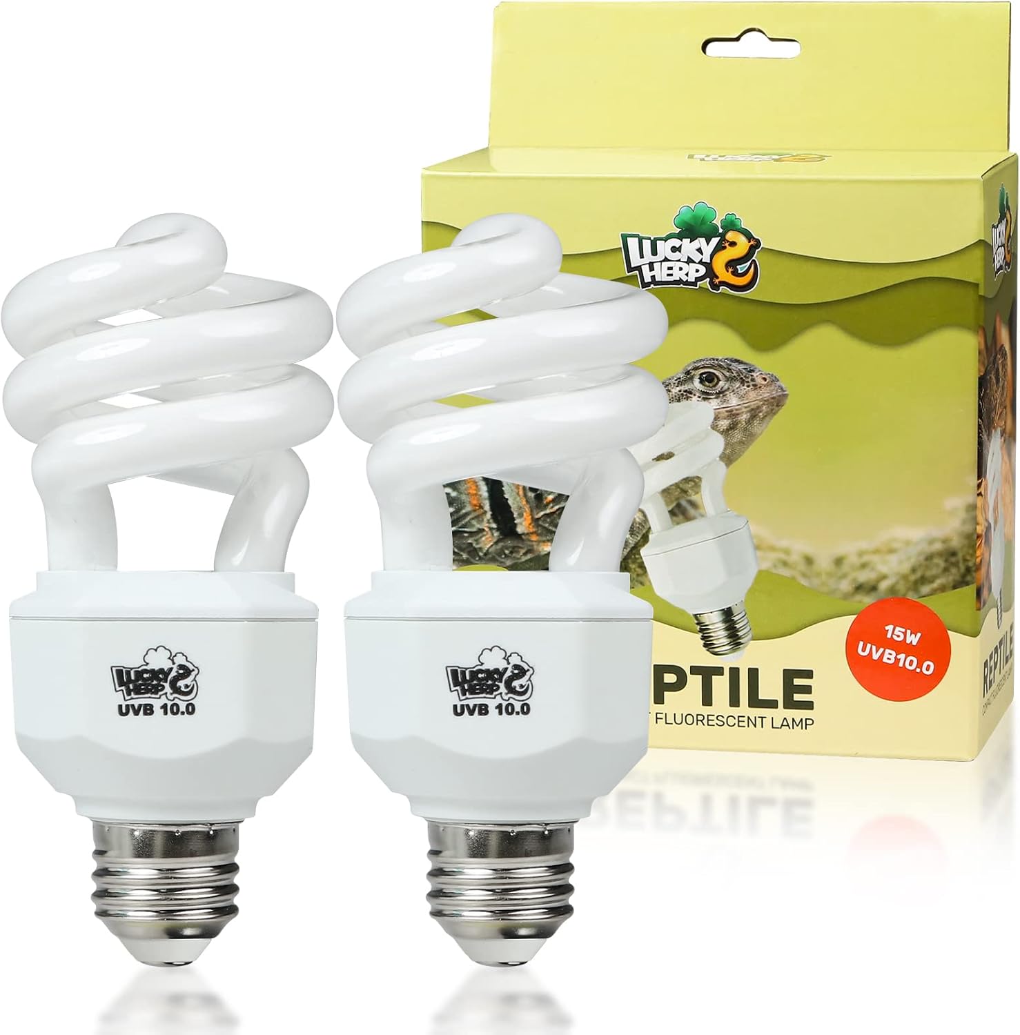 LUCKY HERP 2 Pack UVA UVB Reptile Light, 15W 10.0 UVB Bulb