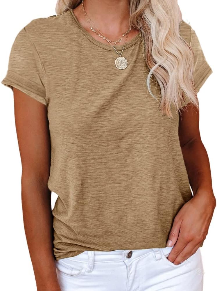 Cicy Bell T-Shirt Damen Kurzarmhemden für Damen Oberteile Rundhals Casual Locker Lässig Sommer Baumwolle T-Shirts