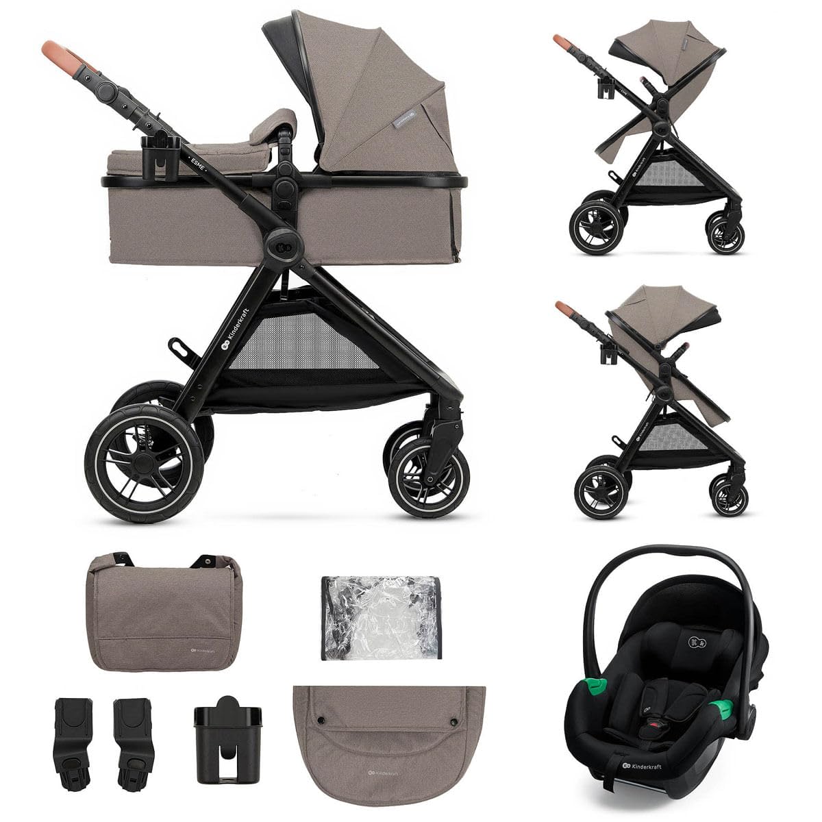 Kinderkraft Poussette combinée ESME PRO 3 en 1, beige