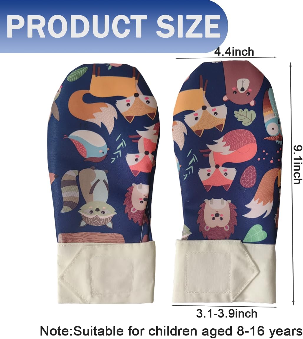 2Pcs Waterproof Sensory Chew Gloves, Chewing Mittens for Special Needs, Anti Finger Biting Compression for Autism Down Syndrome Boys&Girls - Image 2