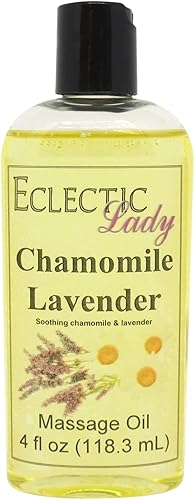 Miniatura 5 de Aceite de masaje de lavanda y manzanilla, 16 onzas, con aceite de almendras dulces y aceite de jojoba, sin conservantes, perfecto para aromaterapia