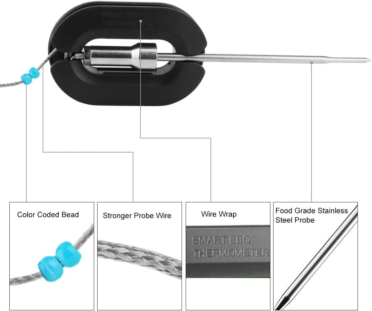 Replacement Probes 4 Packs Improved Stainless Steel Additional Probes Wire for Grill Thermometer by WEINAS