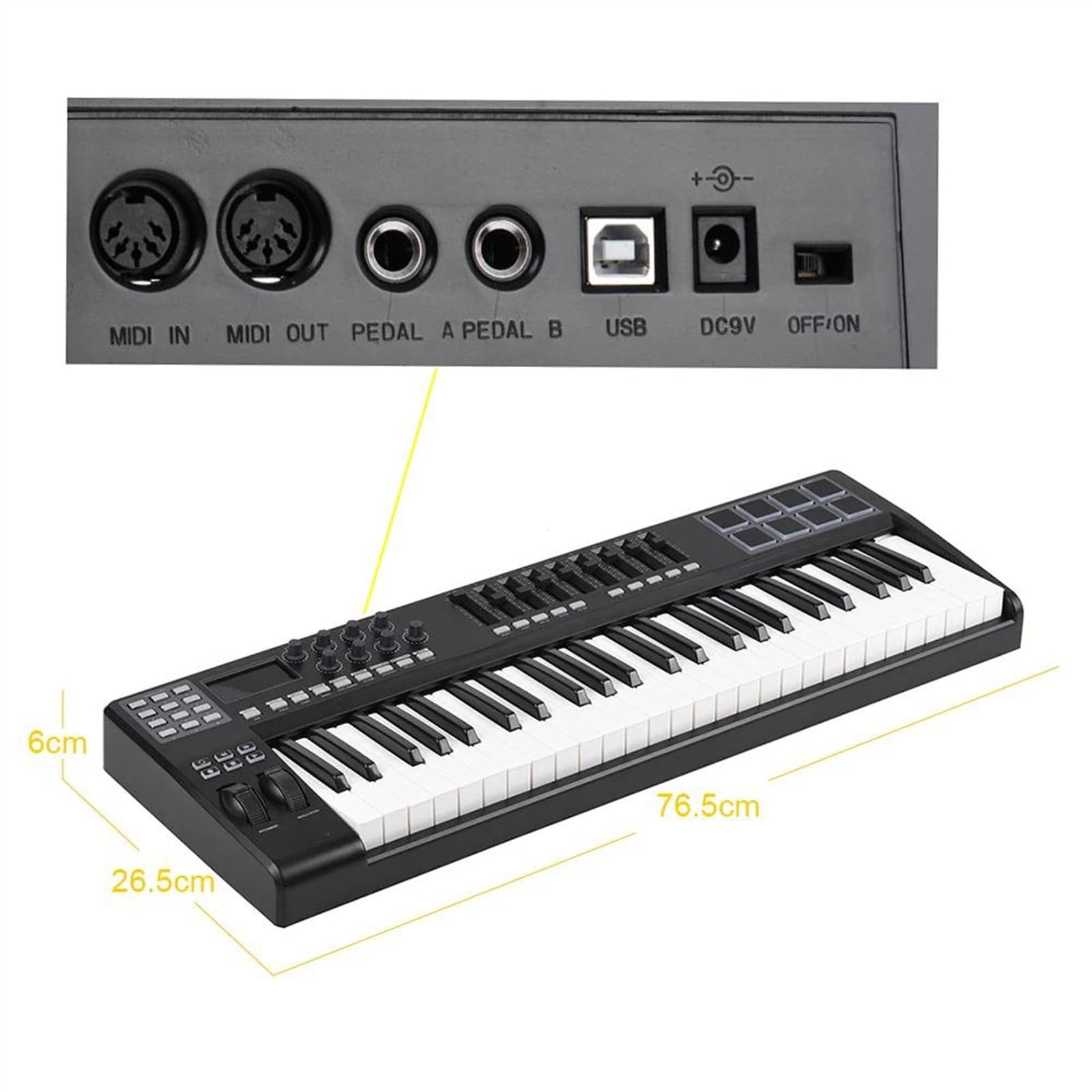 Tragbares 49-Tasten-USB-Tastatur-Controller-Instrument, 8 Bunte RGB-Hintergrundbeleuchtungspads Mit USB-Kabel Keyboard-Klavier für Anfänger