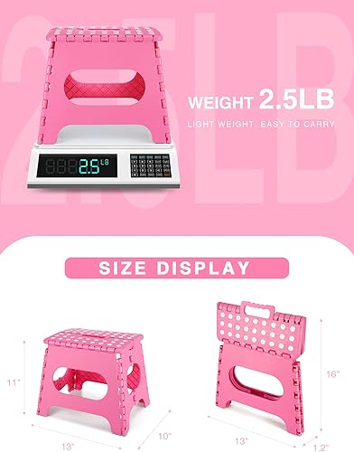 Miniatura 7 de Taburete plegable de 11 pulgadas, taburete duradero para niños, taburetes resistentes para adultos, taburetes de pie compactos, taburete ligero para