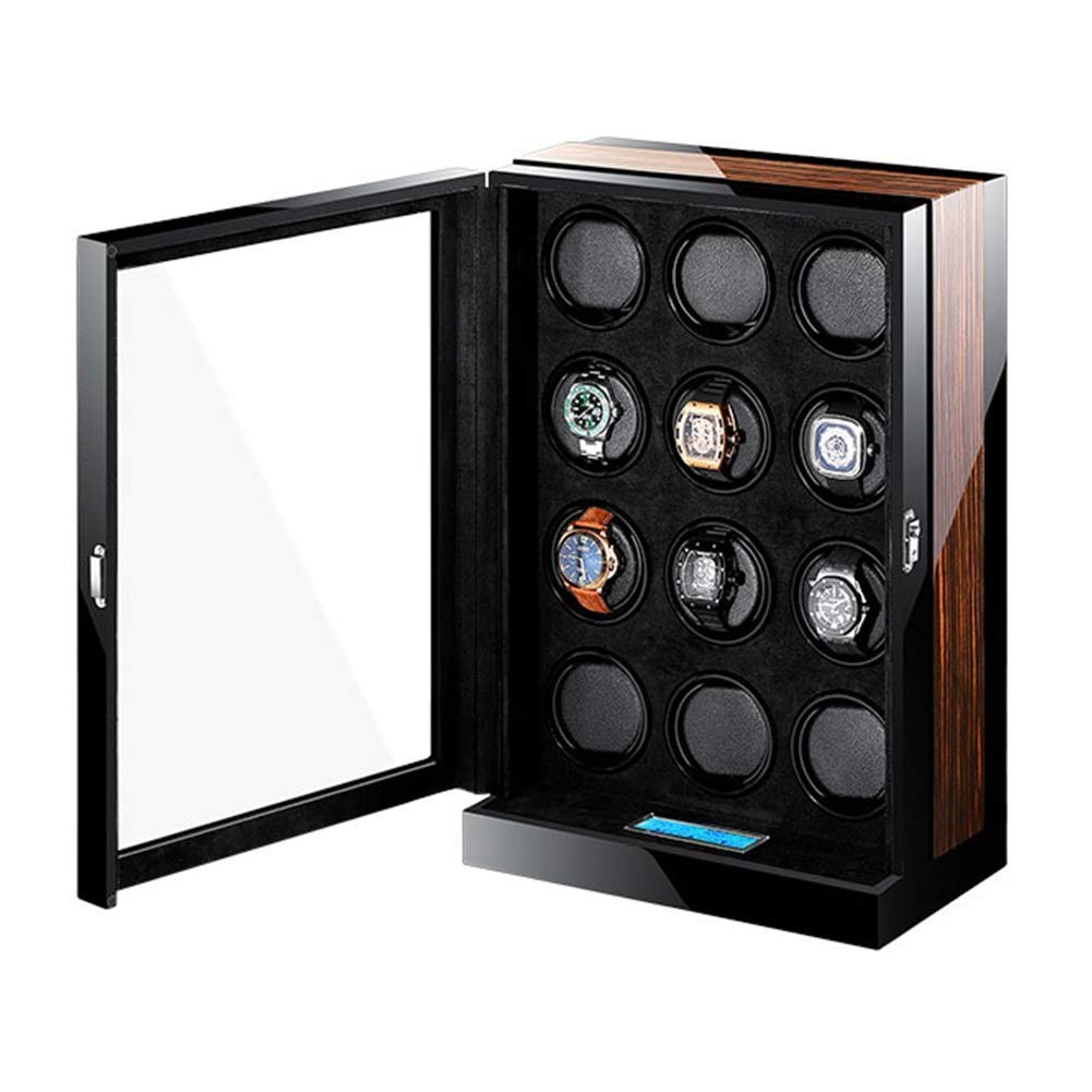 MYUYEE Watch Winder Automatic Watch Winder Box Lcd Touch Screen Display Soft Flexible Watch Pillows Built-In Blue Led Light Quiet Motor,2+0 Watch Winder (A-9+0)