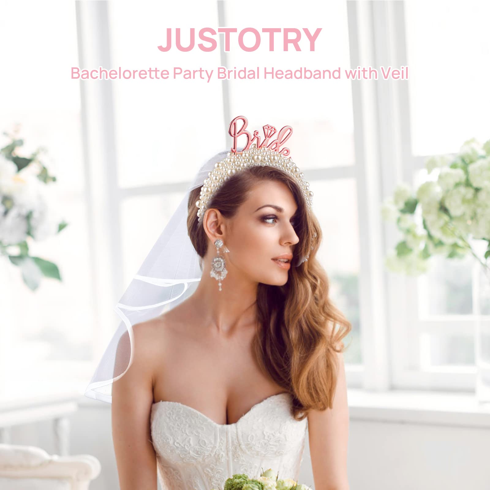 Amazon.com: JUSTOTRY Bride Headband for Bachelorette - Bachelorette Outfit  Party Veil for Bridal Shower Gift Bride To Be Hairband Accessories  (Rosegold) : Clothing, Shoes & Jewelry