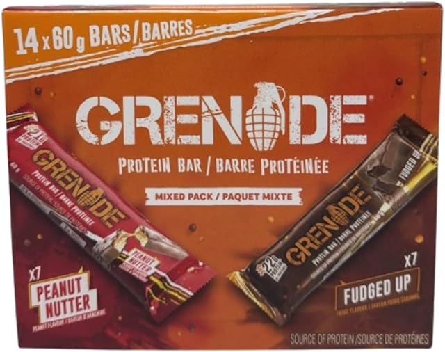 Grenade Protein Bars – Peanut Nutter & Fudged Up Flavours – 14 × 60g
