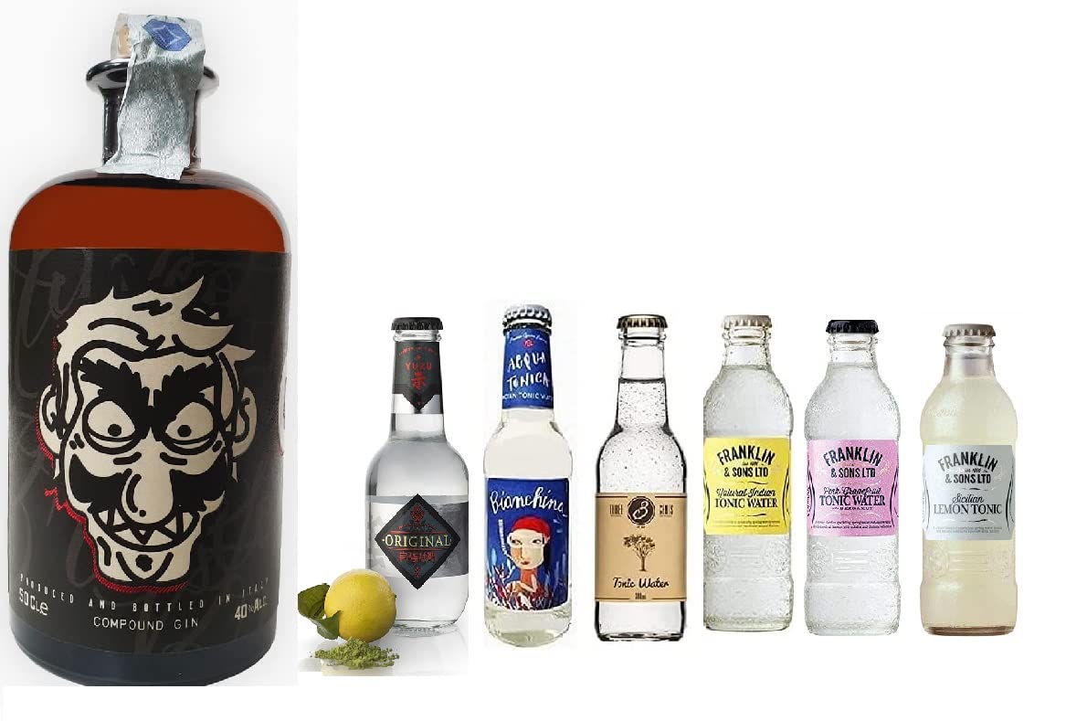 Gin Brusco 100% Italiano 50cl 40% + Selezione di 6 Toniche Internazionali