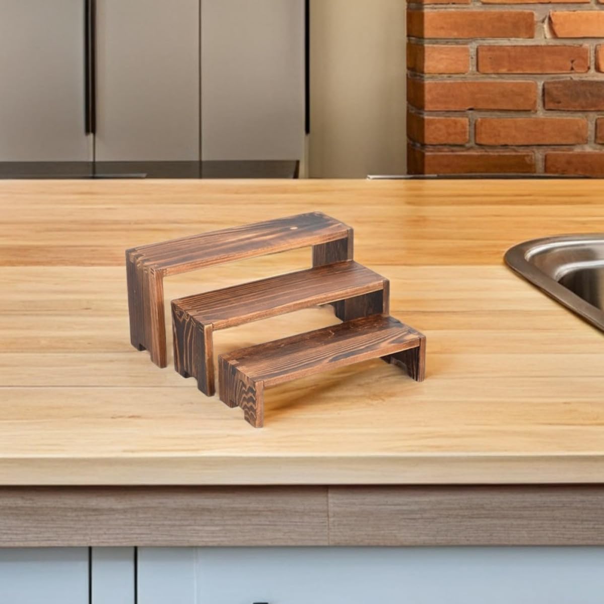 2 Set Espositore in Legno a Tre Livelli per Cosmetici e Dolci, Caffè