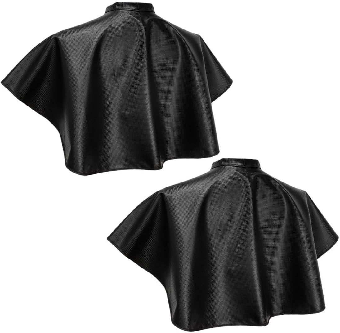 Mikinona Waterproof Hair Dye Cape for Salon Clients 2pcs Black Hair Coloring Smock Barber Apron for Hairdressers and Stylists