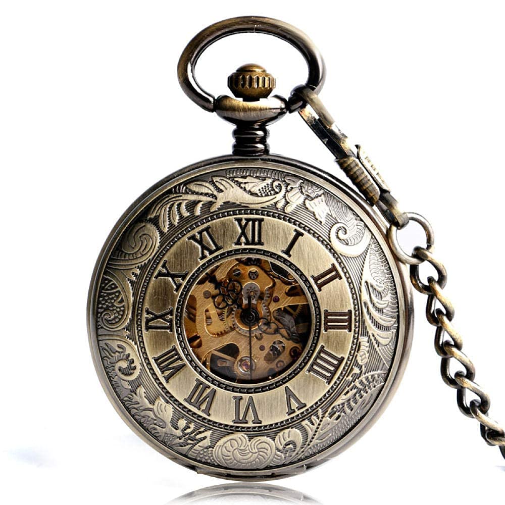 Reloj de Bolsillo, Relojes de Bolsillo mecánicos Steampunk para Hombre y Mujer, de Cuerda Manual, de Bronce, Tallado a la Moda, Colgante de Amigo, Amigo, Navidad