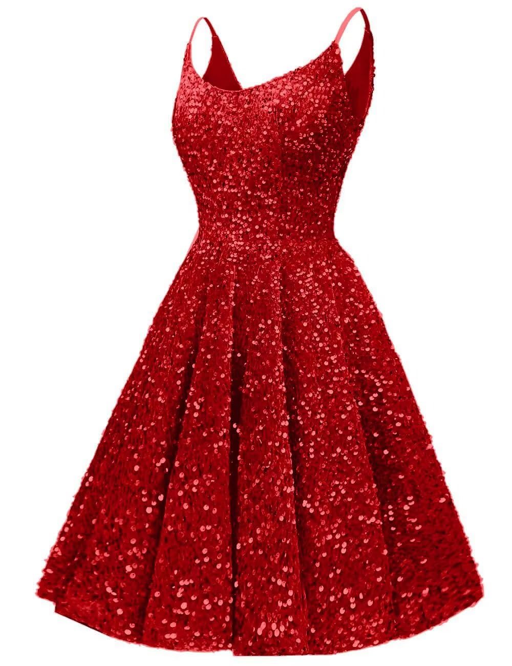 Changuan Sequin Homecoming Dresses for Teens 2025 Sparkly Spaghetti Strap Short Prom Dress A-line Formal Cocktail Party Gowns