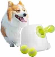 MEKAPLE Automatic Dog Ball Launcher - Interactive Toy With 3 Distance Settings & 4 Durable Balls For Small Dogs