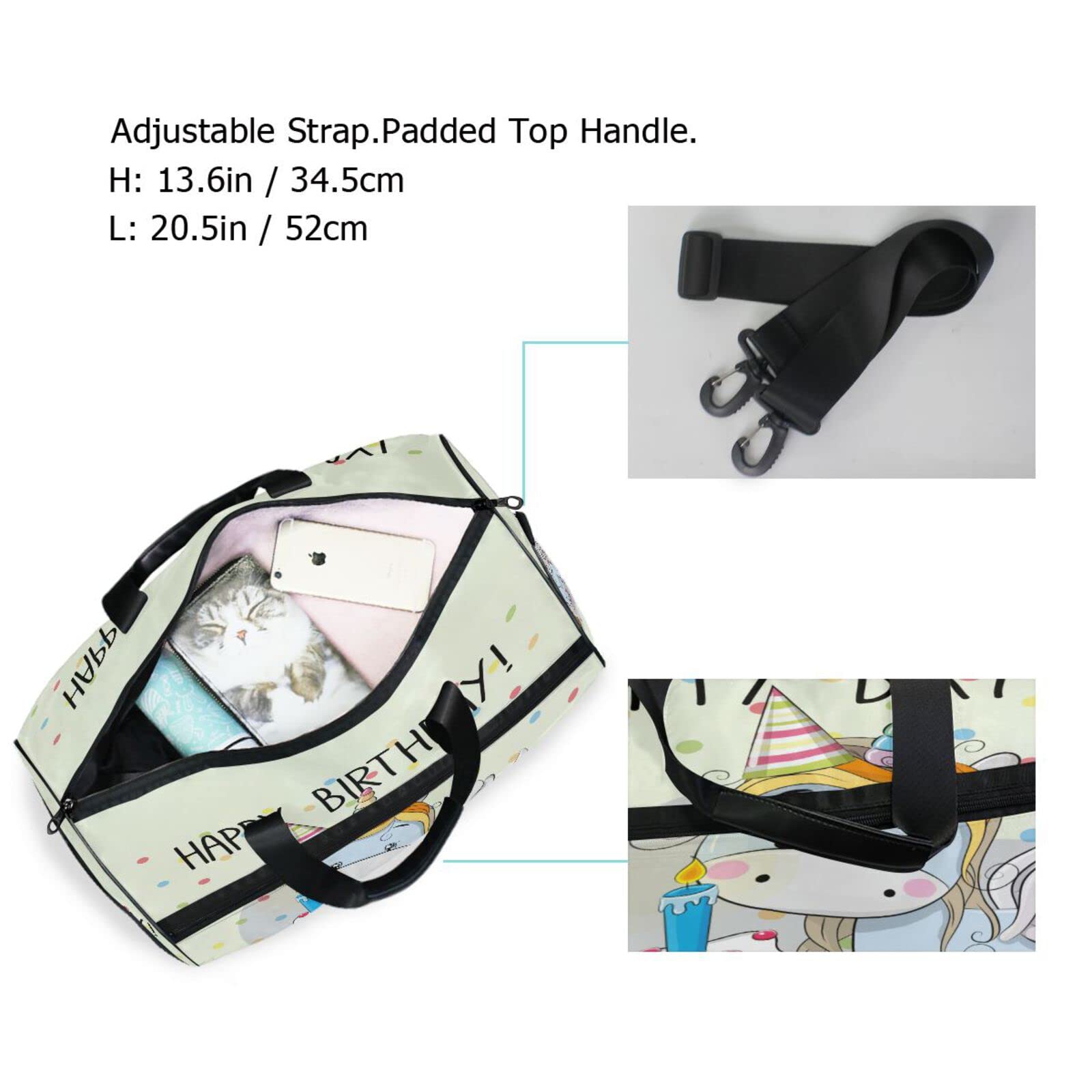 Kuchen Geburtstag Einhorn Süß Sporttasche Badetasche mit Schuhfach Reisetaschen Handtasche für Reisen Frauen Mädchen Männer