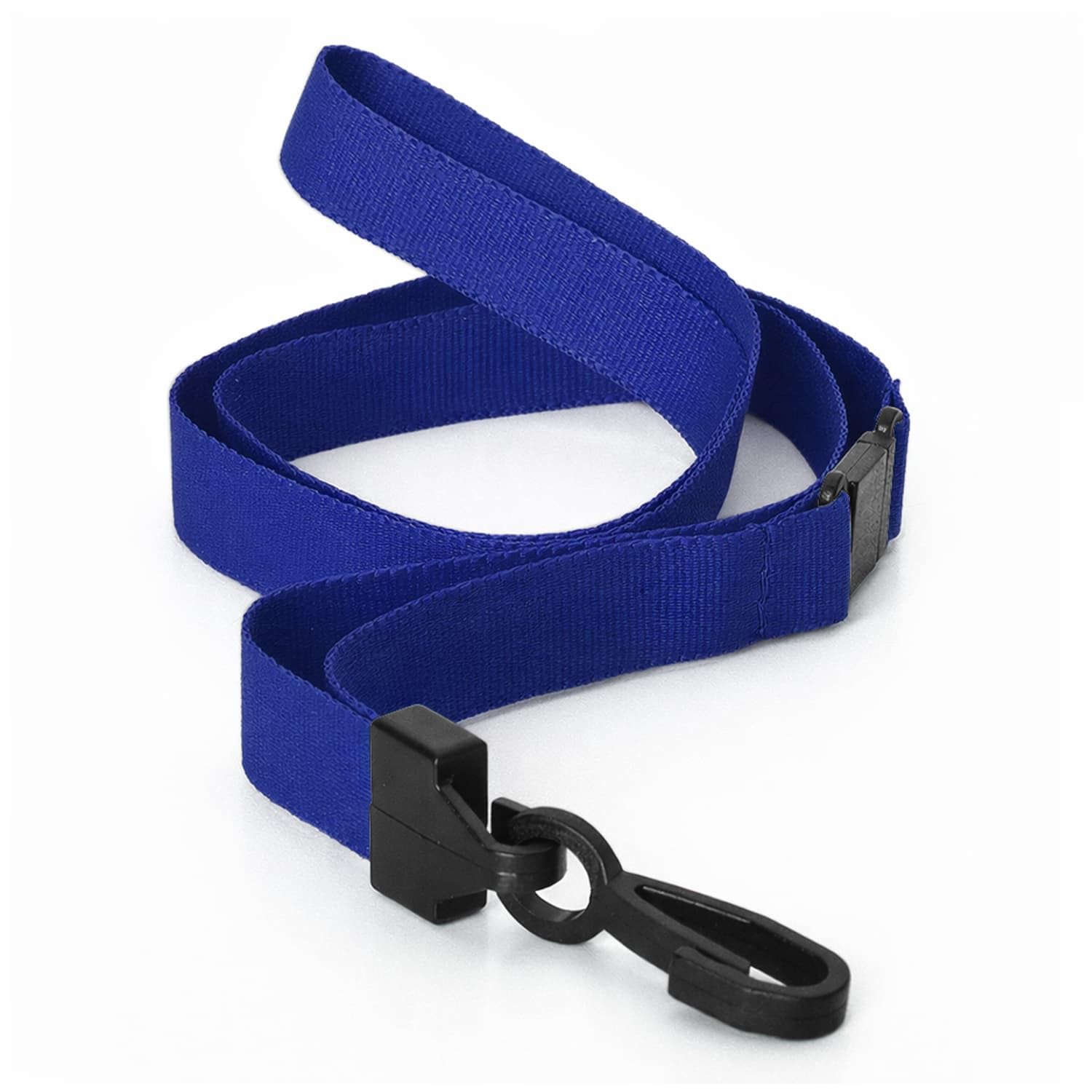Pack of 25 Blue Lanyards 15mm Flat Rpet Recycled Polyester with Plastic Clip By LanyardsTomorrow, Safety Breakaway ID Badge Holder Eco Neck Straps