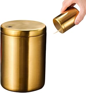 1 PCS Gold Toothpick Holder Dispenser Stainless Steel Floss Pick Holder | Polished Sheen Elevates Tabletop Style; Compact Cylindrical Form Saves Space; Controlled Release for Neat Single Retrieval