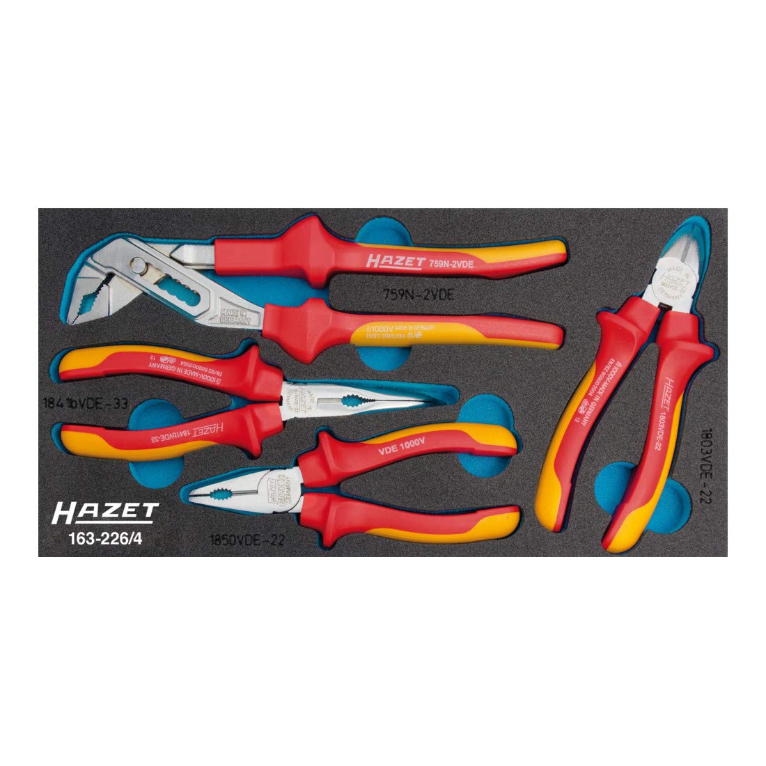 Hazet 163-226/4 - Juego de tenazas y alicates
