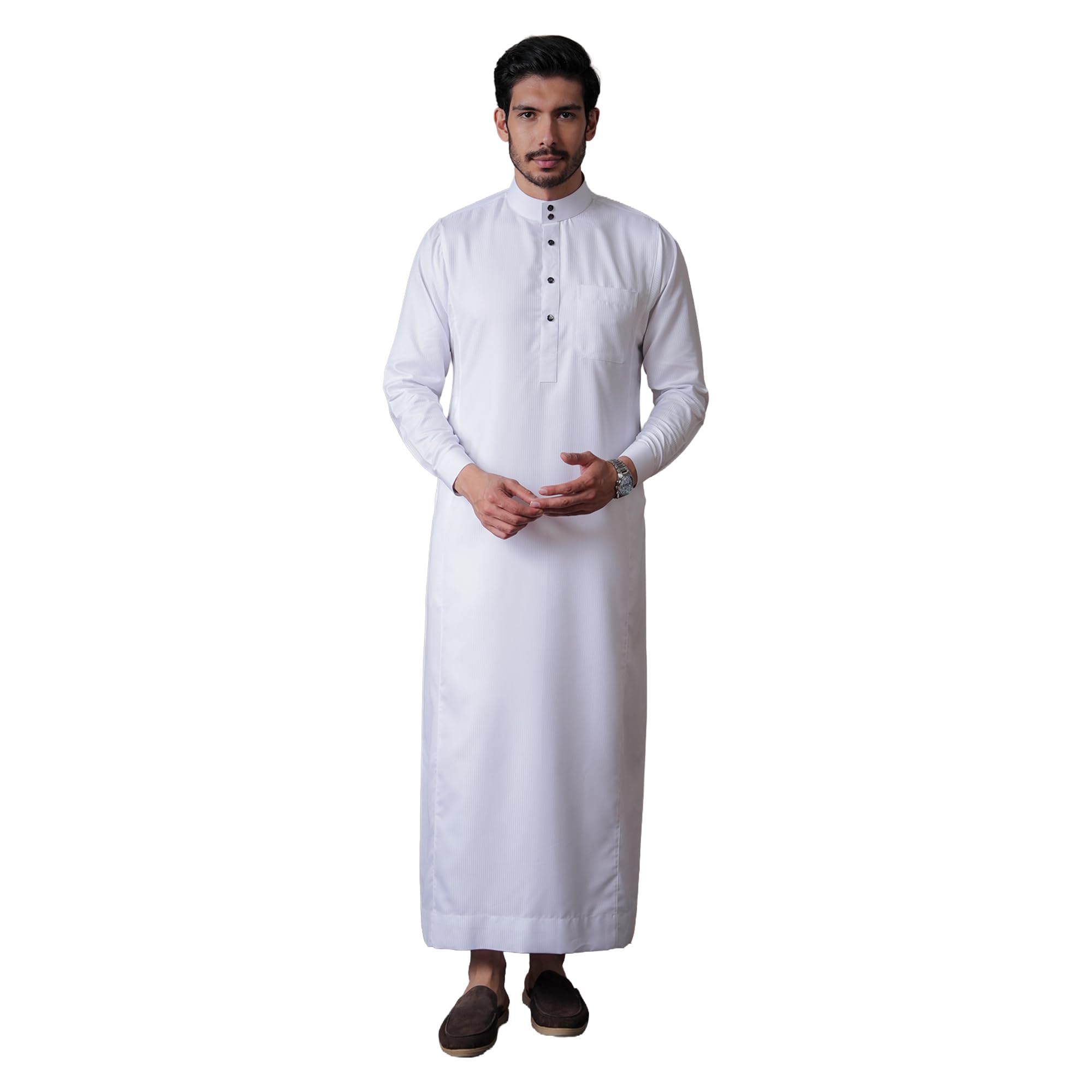 Oz Premium Striped White Thobe Jubba for Men