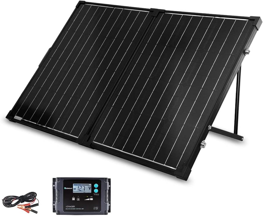 Renogy 100W 12V Monocrystalline Off Grid Portable Foldable Solar Panel Suitcase Built-In Kickstand with 20A Waterproof Charger Controller