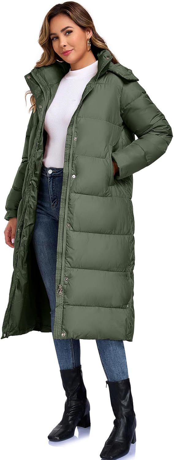 Womens Thickened Down Jackets Oversized Long Puffer Coat Hooded Parka Winter Jacket - Image 4
