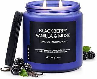 BlackBerry Vanilla Musk Home Scented Candles, 13oz Organic Soy Wax, 76-Hour Clean Burning, Natural Non-Toxic, Fruity & Warm Sensual Scent for Relaxation, Aromatherapy Housewarming Candle Men Women
