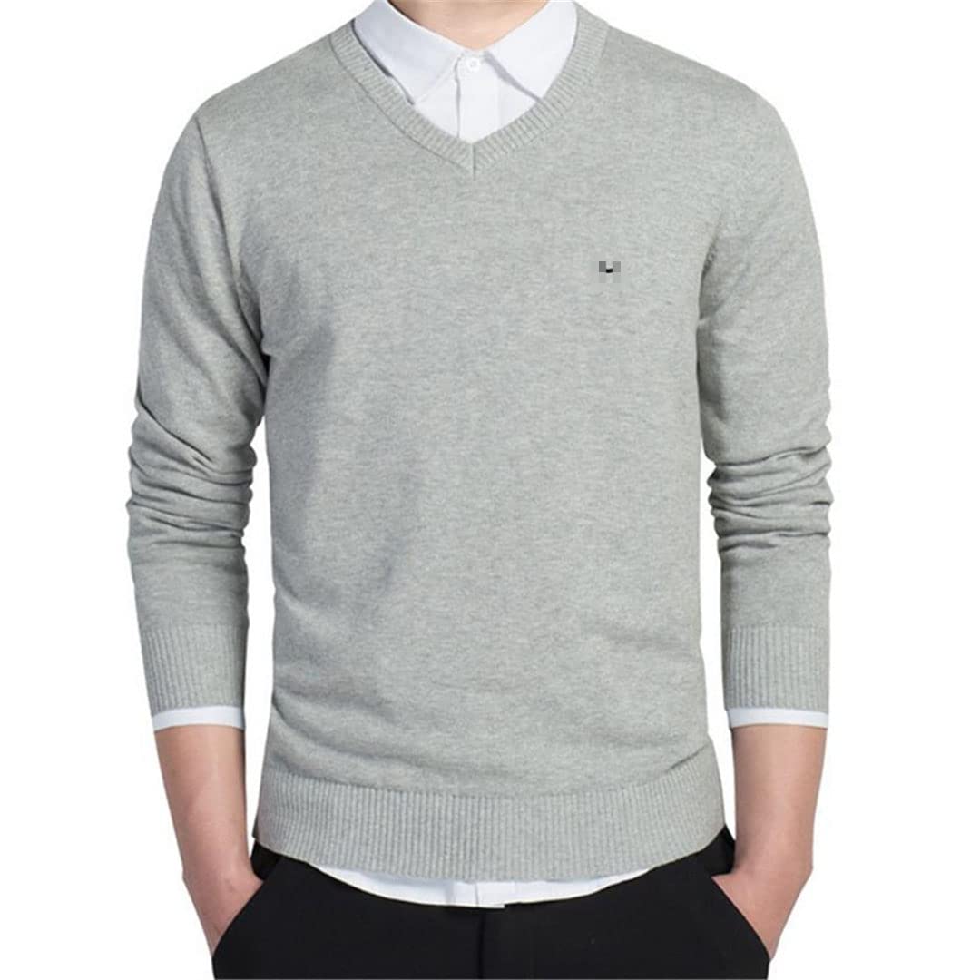 Inverno Uomini Casual Scollo A V Solido Mantenere Caldo Maglione Manica Lunga Maglioni, Bue, XL