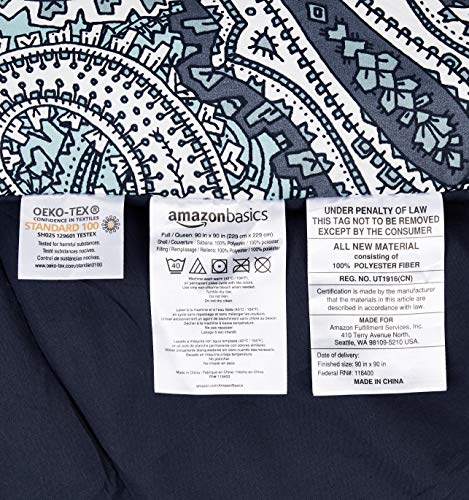 Amazon Basics 6-Piece Ultra-Soft Microfiber Bed-In-A-Bag Comforter Bedding Set - Twin/Twin XL, Blue Paisley - Image 8