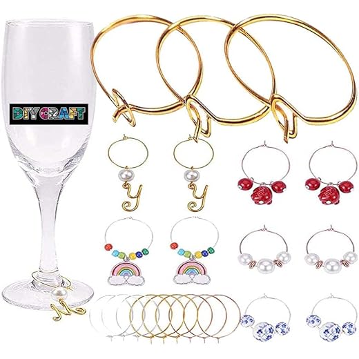 DIY Crafts Silver Wine Glass Charm Rings 15mm
