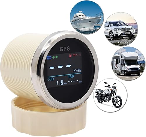 Miniatura 2 de KAOLALI Digital GPS Speedometer LCD Speed Gauge Odometer Adjustable Mileage Trip Counter with GPS Antenna for Auto Motorcycle Car Truck Boat 52mm