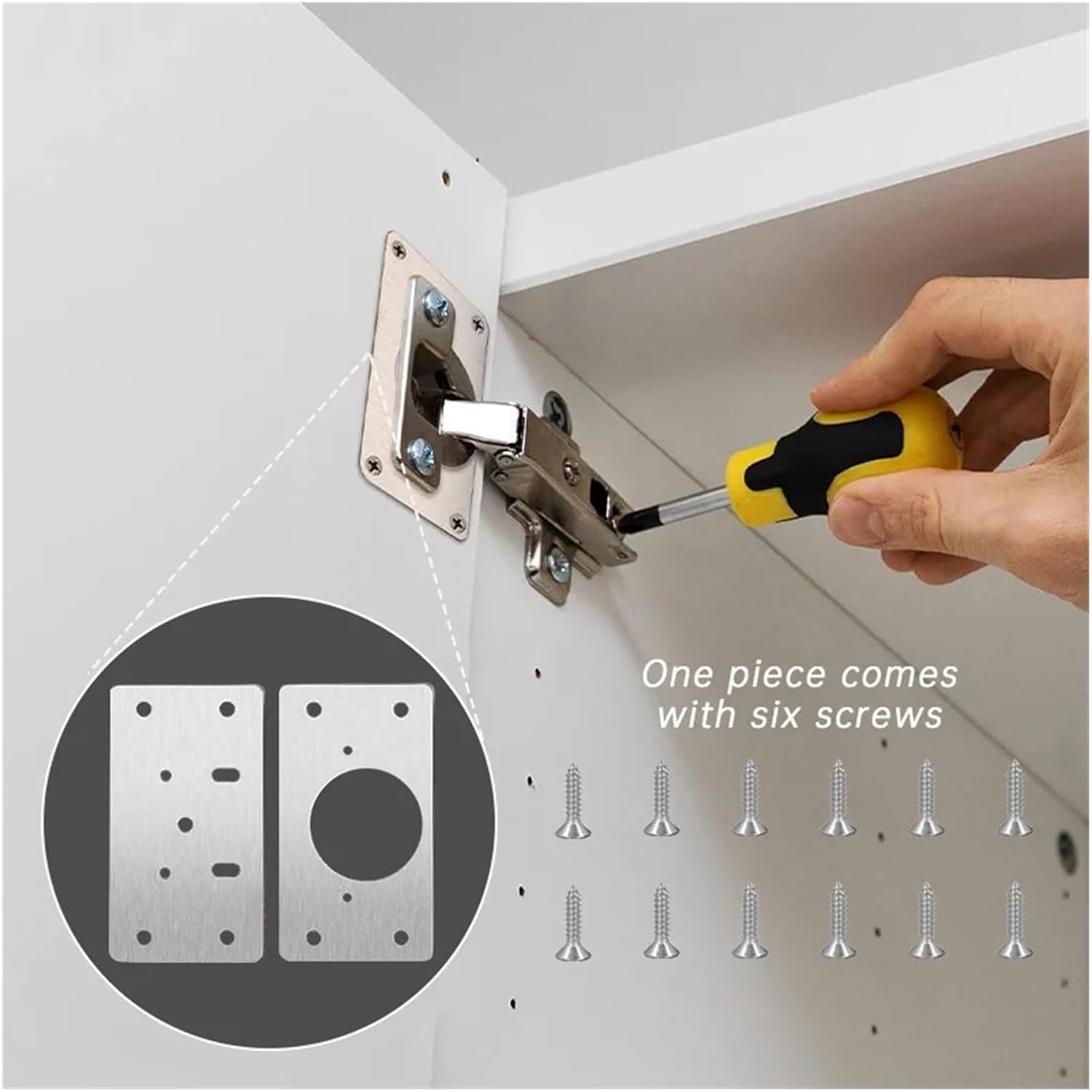 Adjustable Hinges Door Closing Hinges 2-10pcs Cabinet Hinge Repair Plate Kit Kitchen Stainless Steel Mounting Fixing(8Pcs-(4PAIRS))